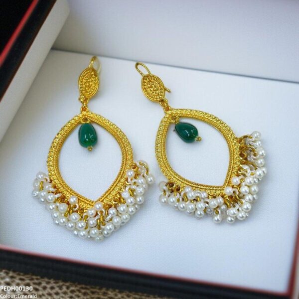 Eye Shaped Pearl Drop Earrings