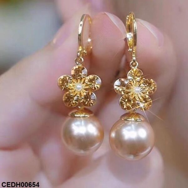Flower Pearl Drop Earrings