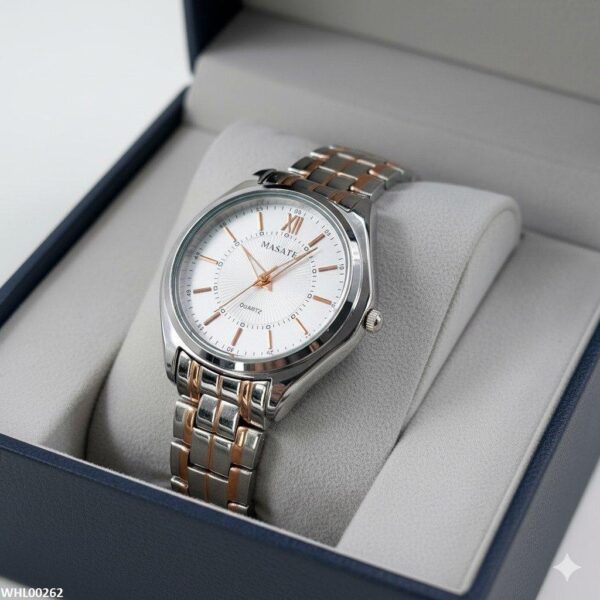 Round Bezel White Dial Watch