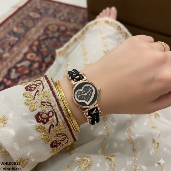 Heart Dial Adjustable Bracelet Women's Watch