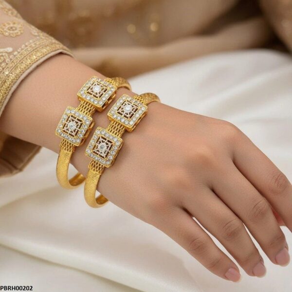 Double Square Flower Bangle Set