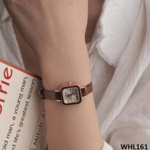 Square Slim Leather Strap Watch